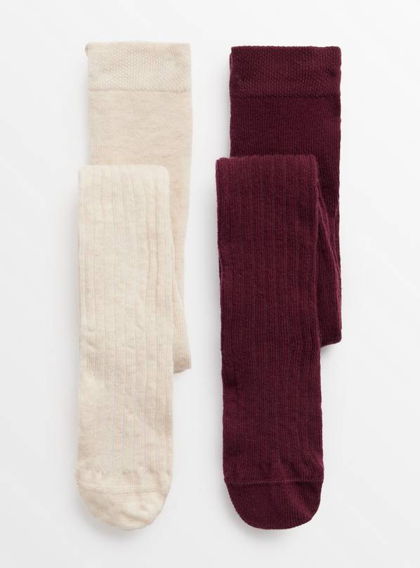 Cream & Berry Knitted Tights 2 Pack 12-18 months